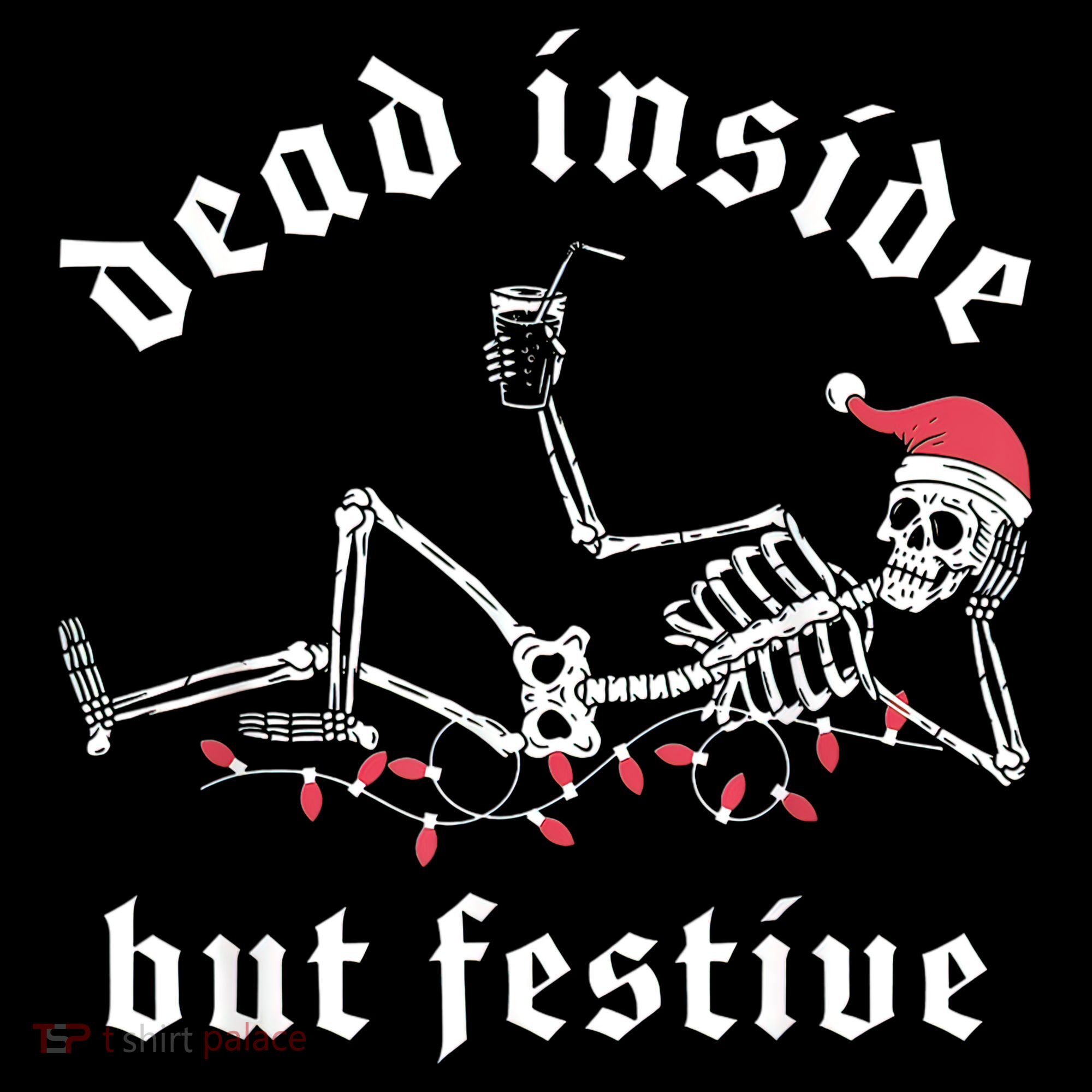 Dead Inside But Festive Christmas Skeleton Drinking Love Coaster