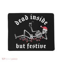 Dead Inside But Festive Christmas Skeleton Drinking Love Mousepad thumb 0