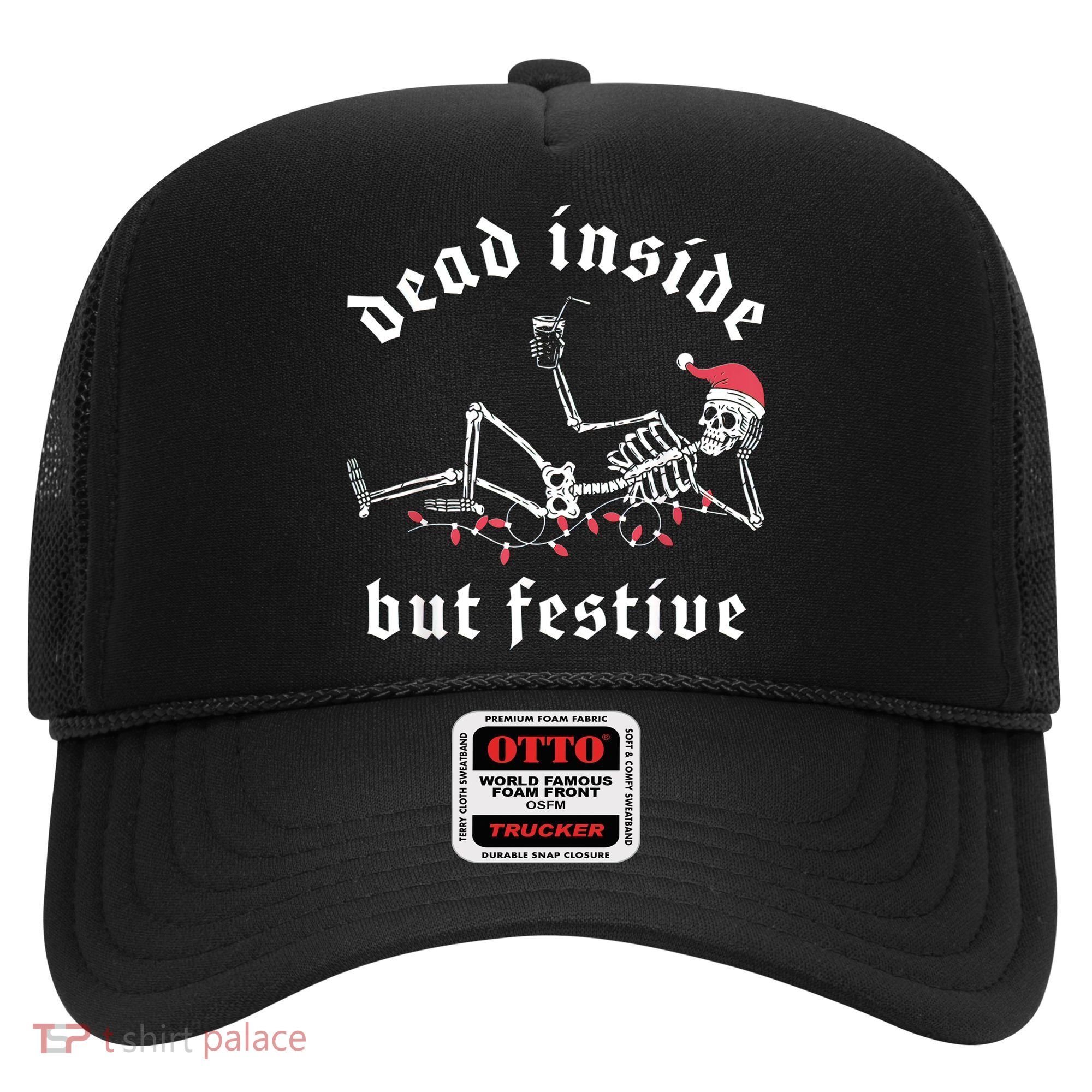 Dead Inside But Festive Christmas Skeleton Drinking Love Hat