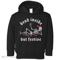 Dead Inside But Festive Christmas Skeleton Drinking Love Toddler Hoodie thumb 0