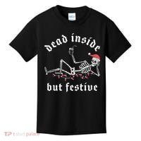 Dead Inside But Festive Christmas Skeleton Drinking Love Kids T-Shirt thumb 0