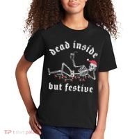 Dead Inside But Festive Christmas Skeleton Drinking Love Kids T-Shirt thumb 2