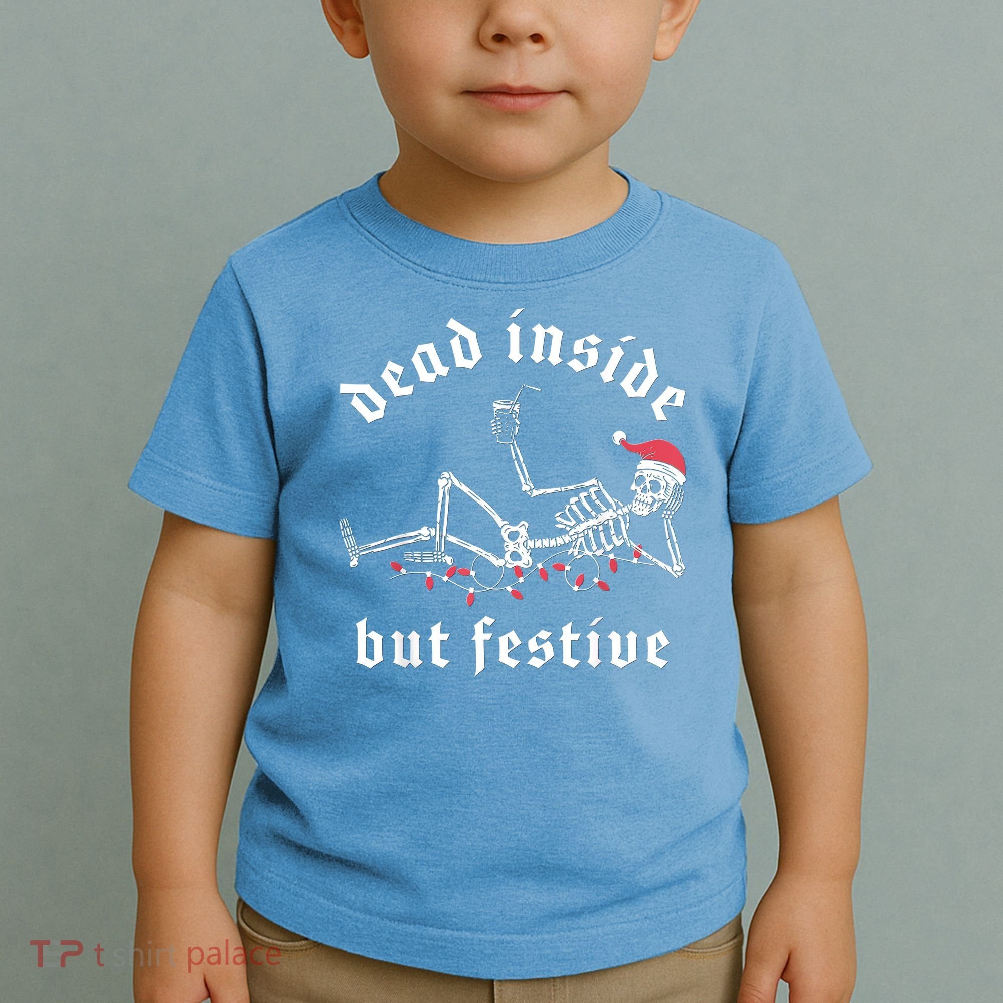 Dead Inside But Festive Christmas Skeleton Drinking Love Toddler T-Shirt