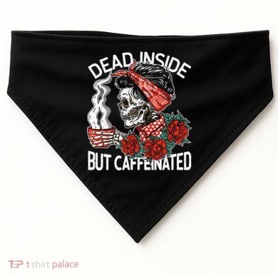Dead Inside But Caffeinated Skeleton Coffee USA-Made Doggie Bandana