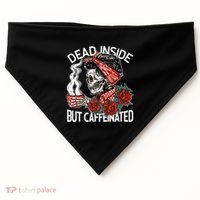 Dead Inside But Caffeinated Skeleton Coffee USA-Made Doggie Bandana thumb 0