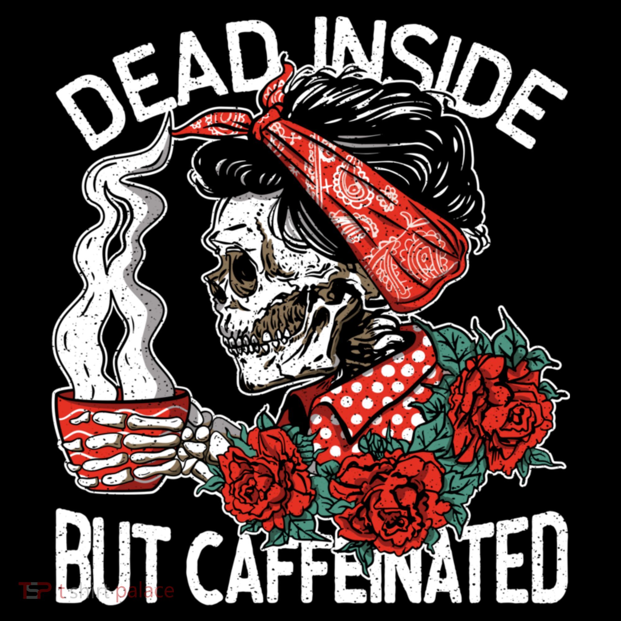 Dead Inside But Caffeinated Skeleton Coffee USA-Made Doggie Bandana