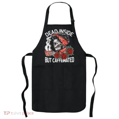 Dead Inside But Caffeinated Skeleton Coffee Apron