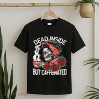 Dead Inside But Caffeinated Skeleton Coffee T-Shirt thumb 2