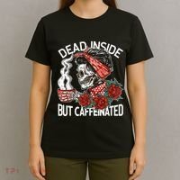 Dead Inside But Caffeinated Skeleton Coffee T-Shirt thumb 4