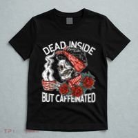 Dead Inside But Caffeinated Skeleton Coffee T-Shirt thumb 5