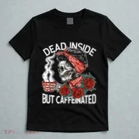 Dead Inside But Caffeinated Skeleton Coffee T-Shirt thumb 5