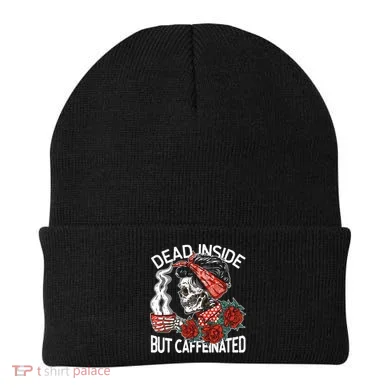 Dead Inside But Caffeinated Skeleton Coffee Beanie