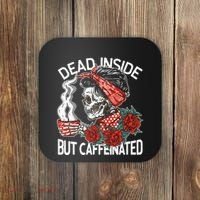 Dead Inside But Caffeinated Skeleton Coffee Coaster thumb 0