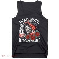 Dead Inside But Caffeinated Skeleton Coffee Tank Top thumb 0