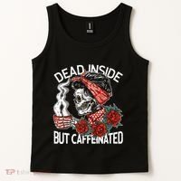 Dead Inside But Caffeinated Skeleton Coffee Tank Top thumb 2