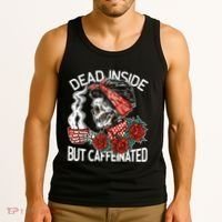 Dead Inside But Caffeinated Skeleton Coffee Tank Top thumb 3