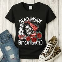 Dead Inside But Caffeinated Skeleton Coffee Women's T-Shirt thumb 3