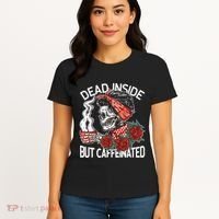 Dead Inside But Caffeinated Skeleton Coffee Women's T-Shirt thumb 4
