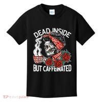 Dead Inside But Caffeinated Skeleton Coffee Kids T-Shirt thumb 0