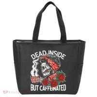 Dead Inside But Caffeinated Skeleton Coffee Tote Bag thumb 0