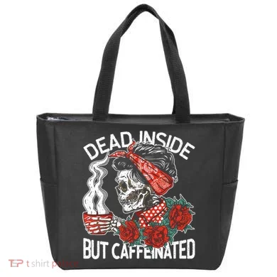 Dead Inside But Caffeinated Skeleton Coffee Tote Bag