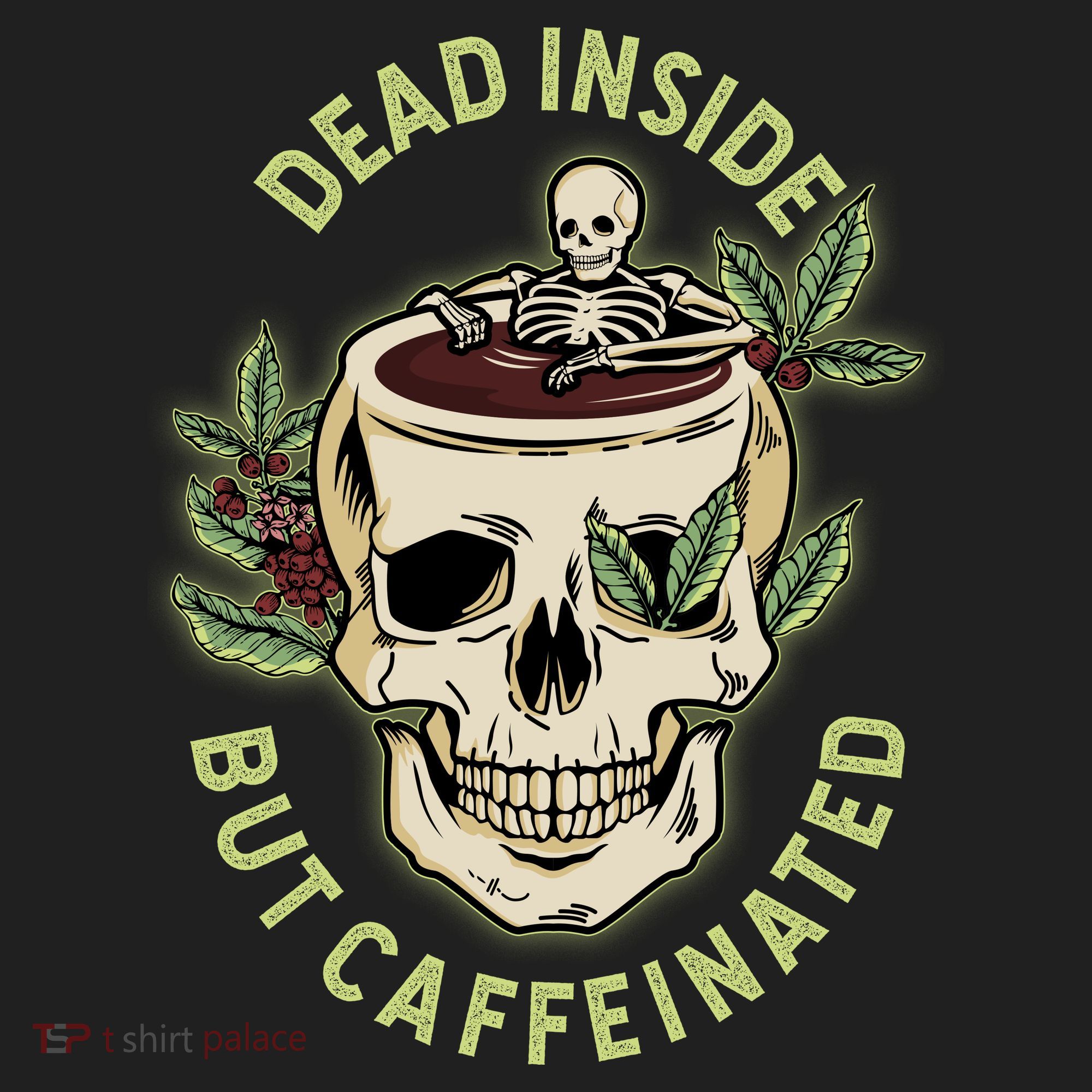 Dead Inside But Caffeinated Coffee Lover Skull Skeleton Women's Sweatshirt