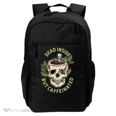 Dead Inside But Caffeinated Coffee Lover Skull Skeleton Backpack