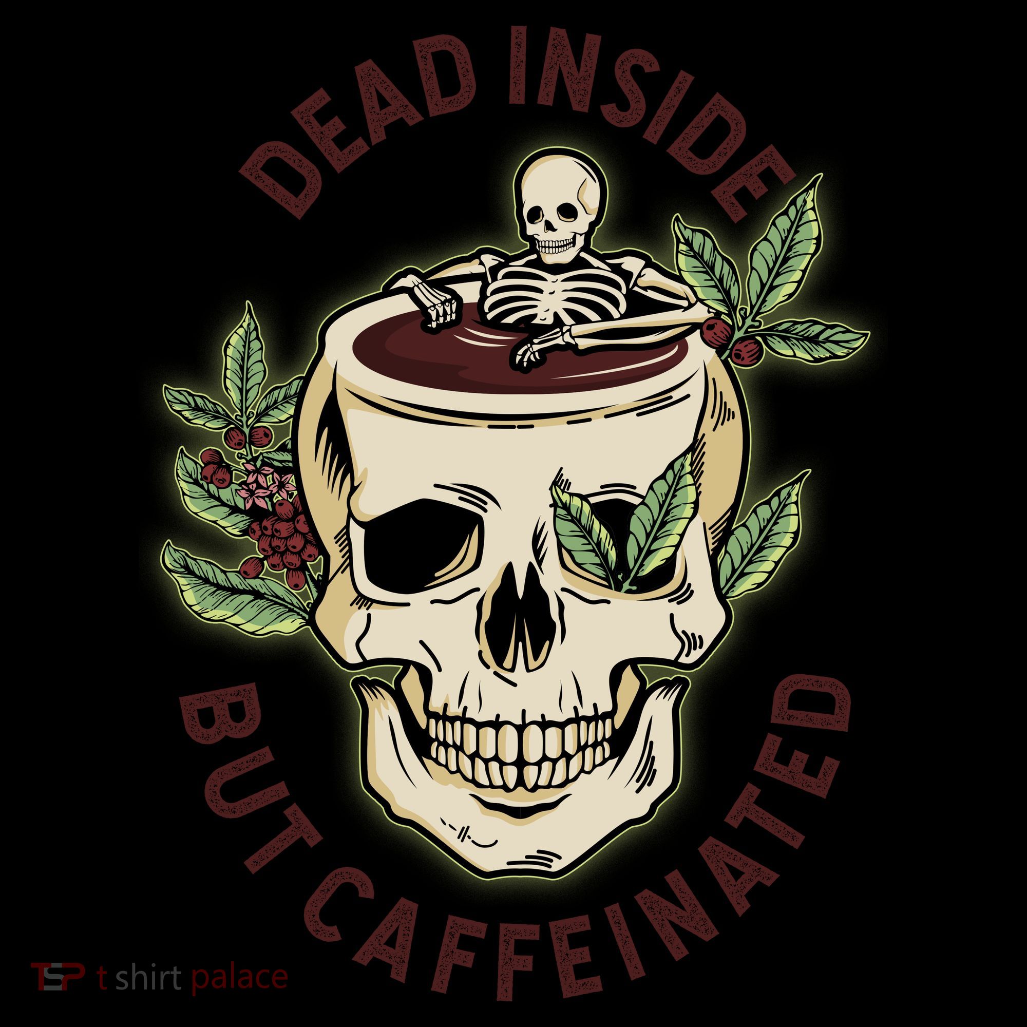 Dead Inside But Caffeinated Coffee Lover Skull Skeleton Coffee Mug