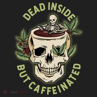 Dead Inside But Caffeinated Coffee Lover Skull Skeleton Beanie thumb 2