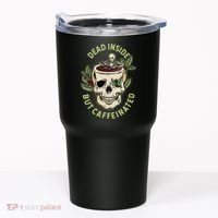 Dead Inside But Caffeinated Coffee Lover Skull Skeleton Tumbler thumb 0