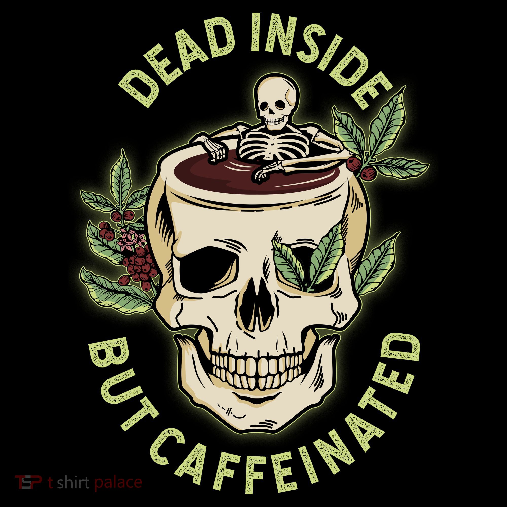 Dead Inside But Caffeinated Coffee Lover Skull Skeleton Mousepad