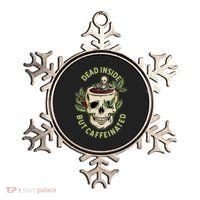 Dead Inside But Caffeinated Coffee Lover Skull Skeleton Ornament thumb 0