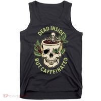 Dead Inside But Caffeinated Coffee Lover Skull Skeleton Tank Top thumb 0