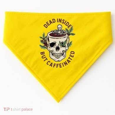 Dead Inside But Caffeinated Coffee Lover Skull Skeleton USA-Made Doggie Bandana