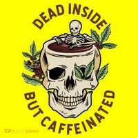 Dead Inside But Caffeinated Coffee Lover Skull Skeleton Hat thumb 2