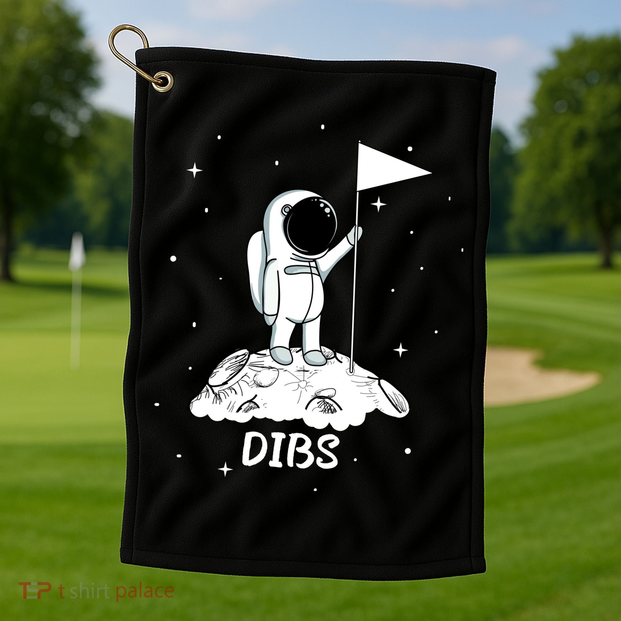 Dibs Flag On Moon Astronaut Golf Towel
