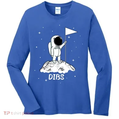 Dibs Flag On Moon Astronaut Women's Long Sleeve Shirt
