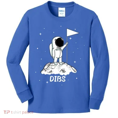 Dibs Flag On Moon Astronaut Kids Long Sleeve Shirt