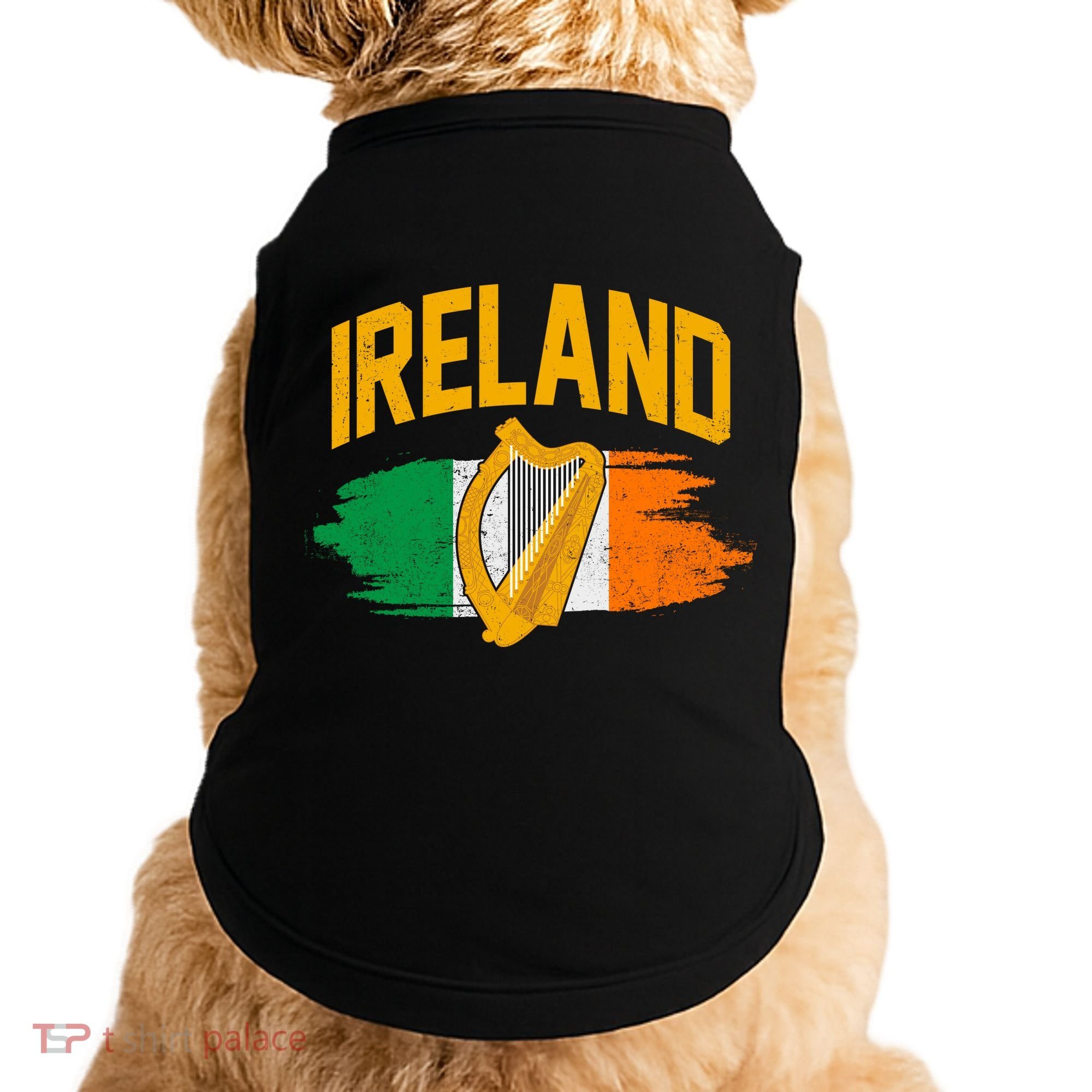 Distressed Ireland Coat Of Arms Harp Flag Doggie Tank