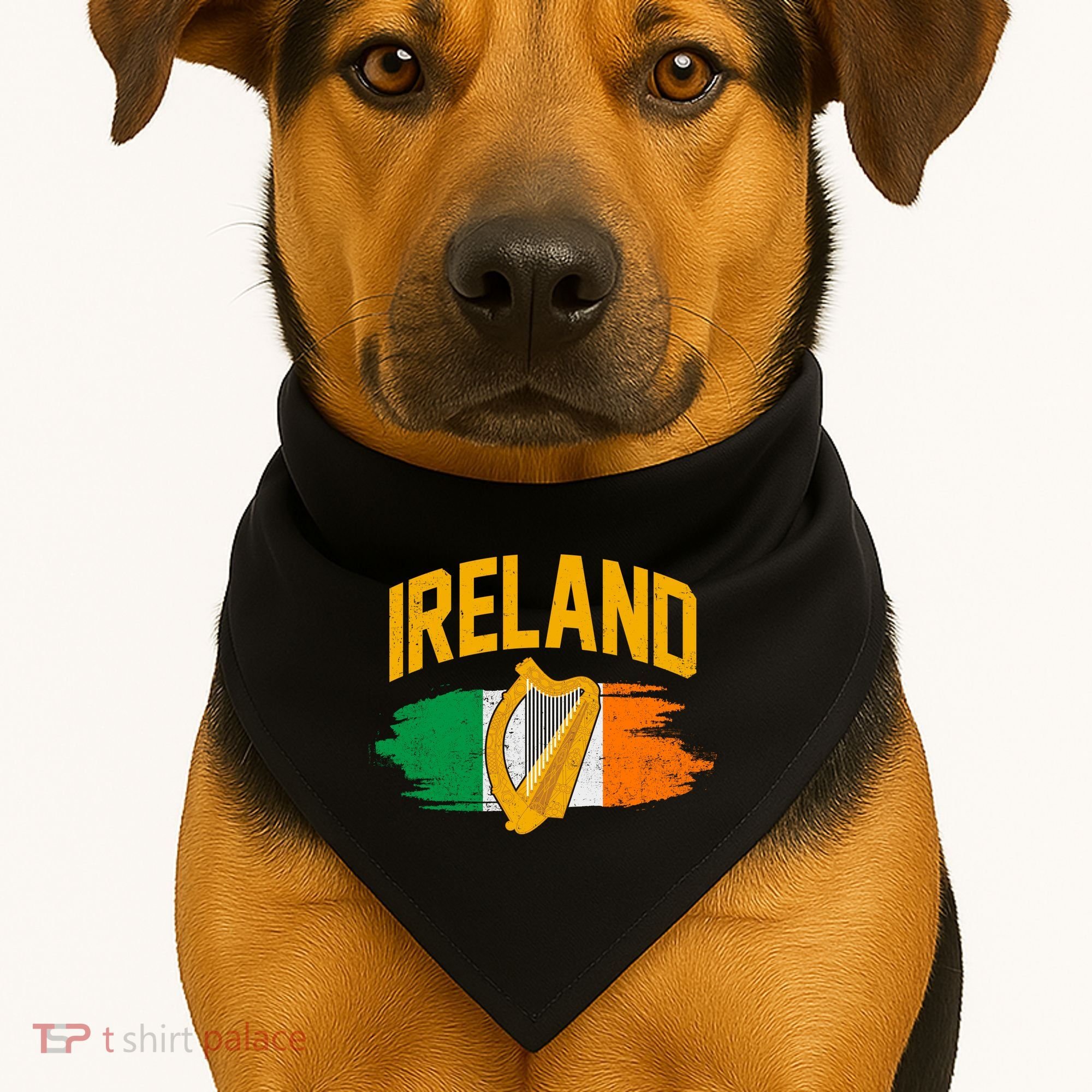 Distressed Ireland Coat Of Arms Harp Flag USA-Made Doggie Bandana
