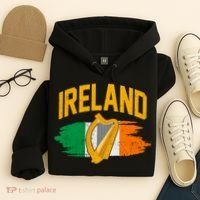 Distressed Ireland Coat Of Arms Harp Flag Hoodie thumb 4