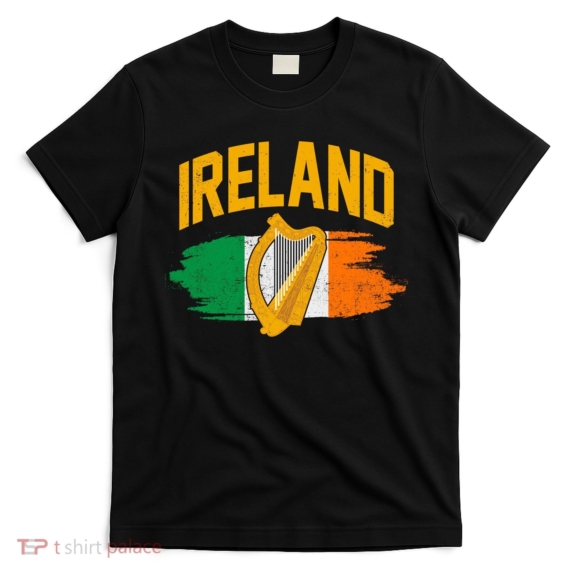 Distressed Ireland Coat Of Arms Harp Flag T-Shirt