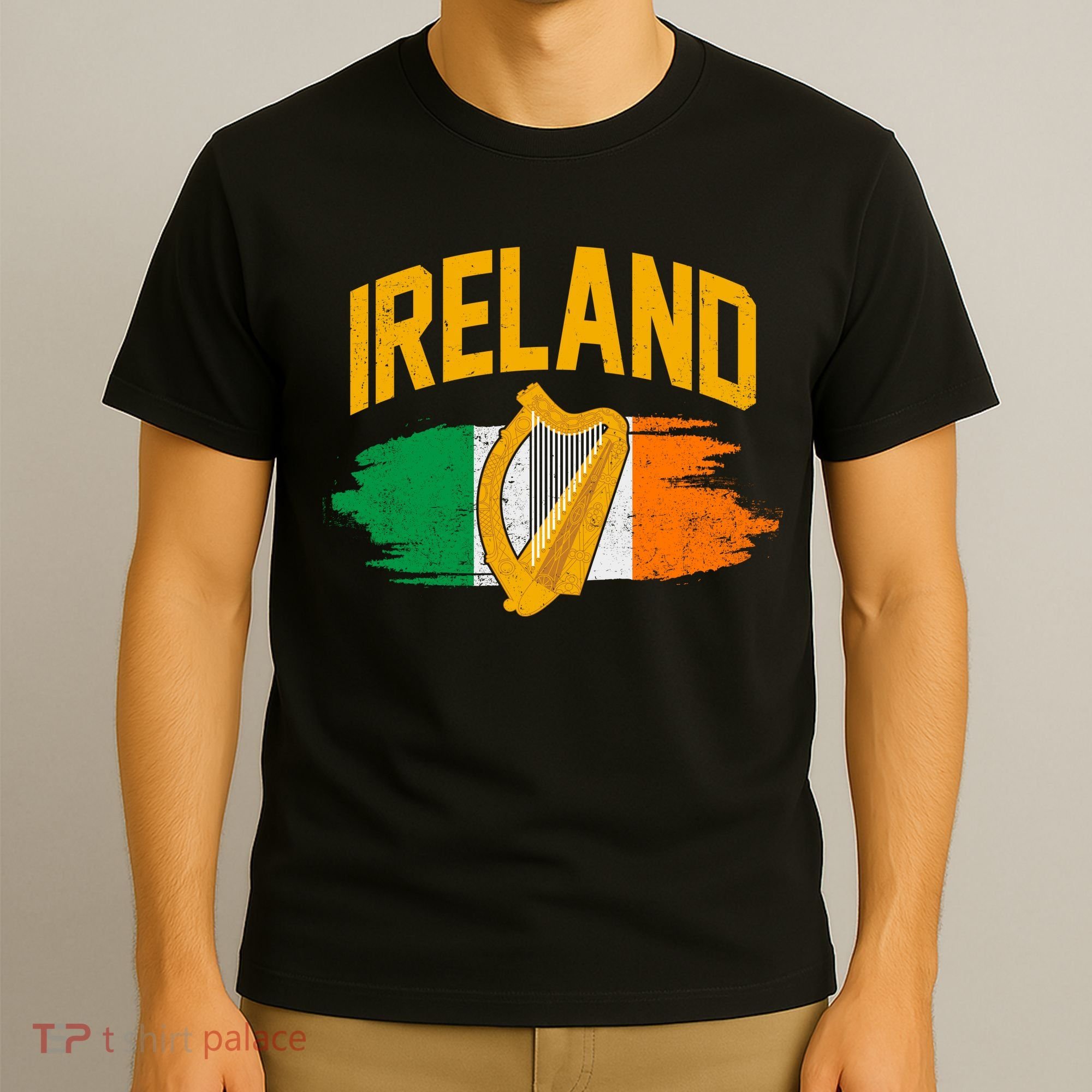 Distressed Ireland Coat Of Arms Harp Flag T-Shirt