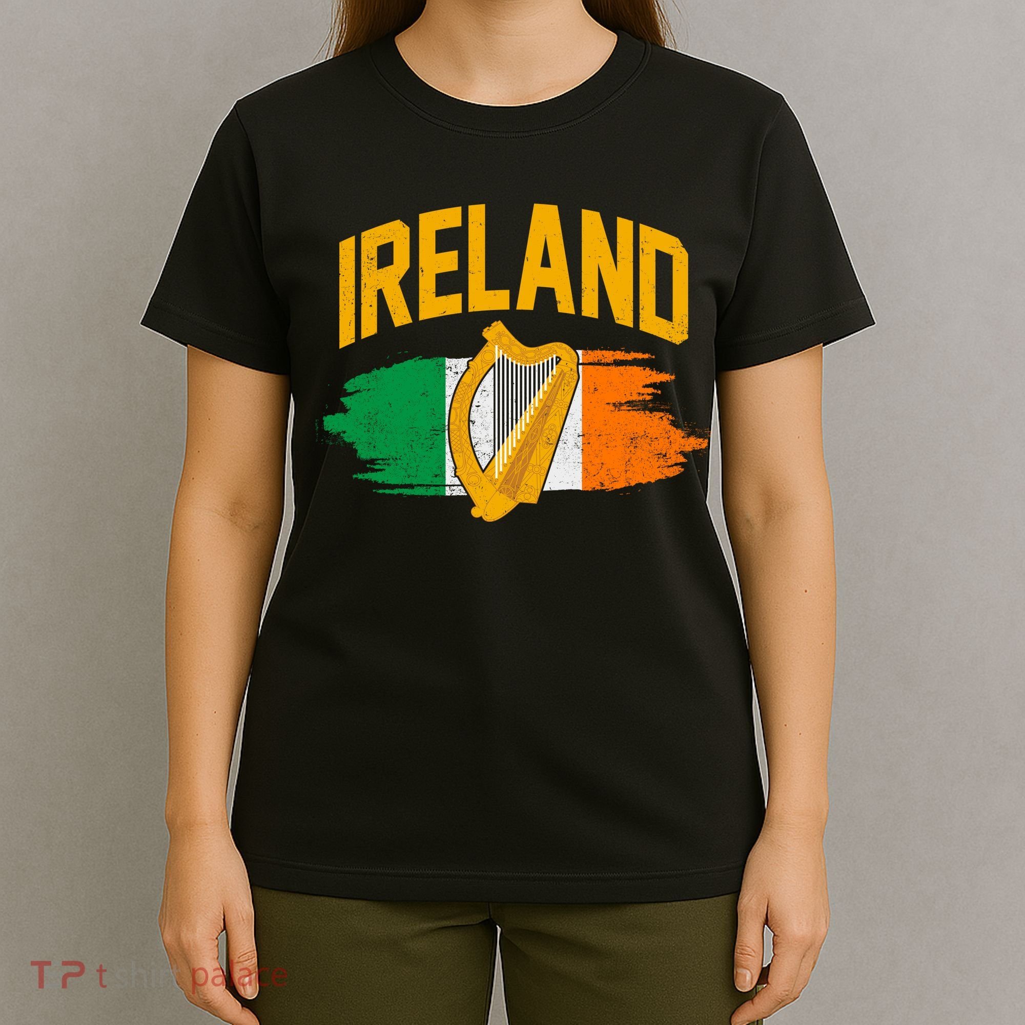 Distressed Ireland Coat Of Arms Harp Flag T-Shirt