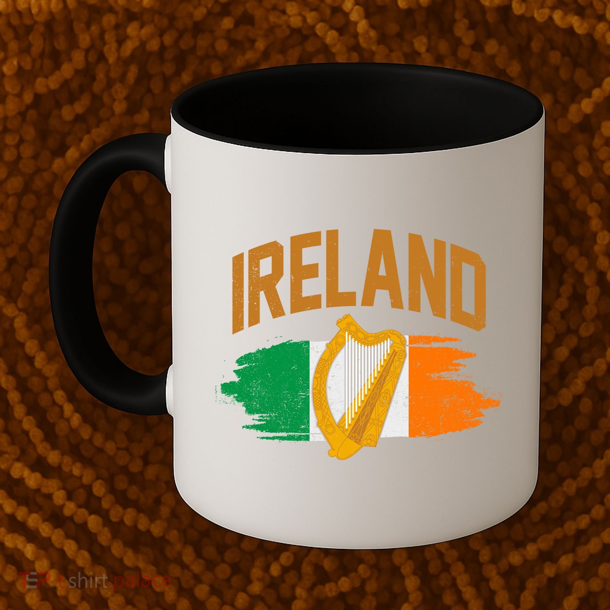 Distressed Ireland Coat Of Arms Harp Flag Coffee Mug
