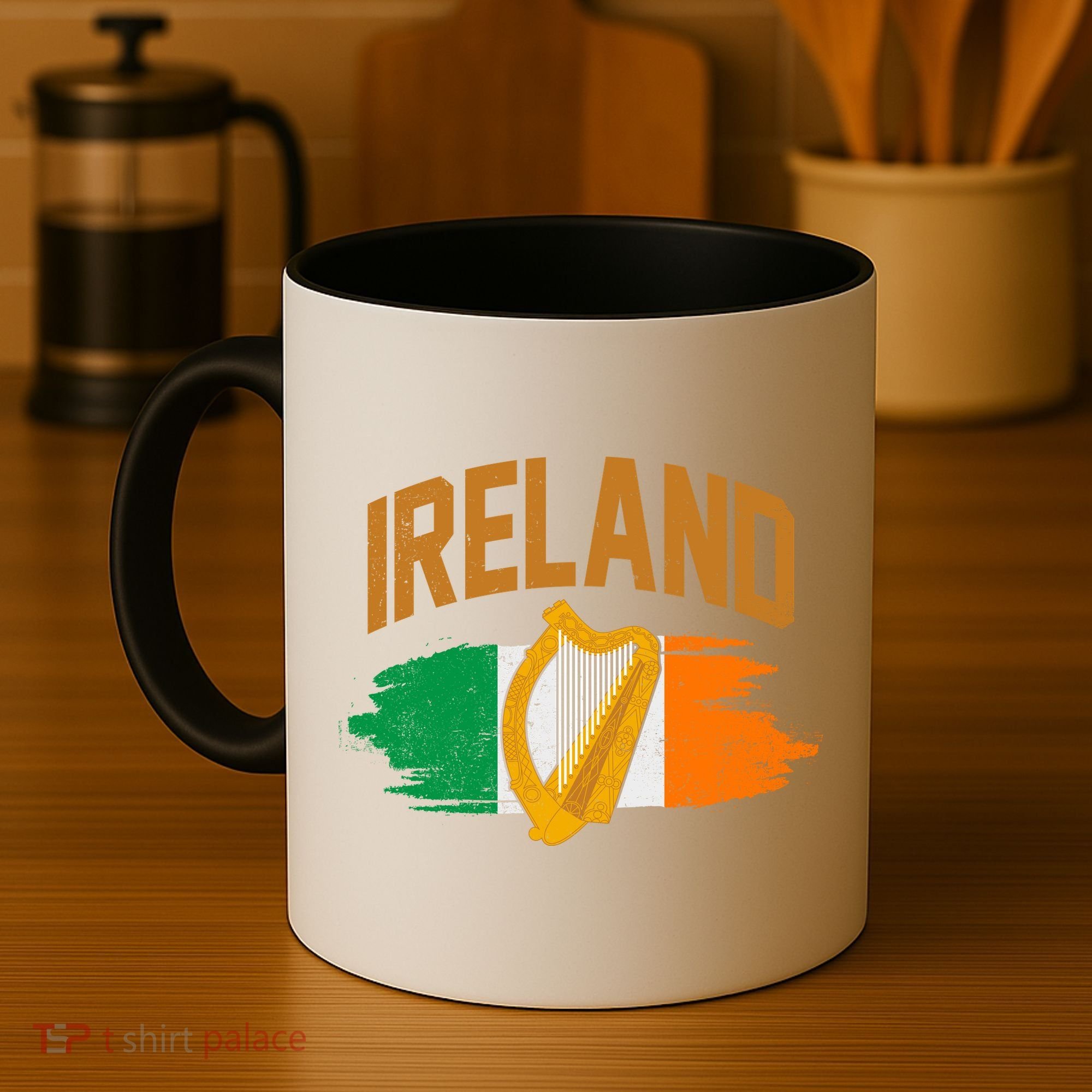 Distressed Ireland Coat Of Arms Harp Flag Coffee Mug
