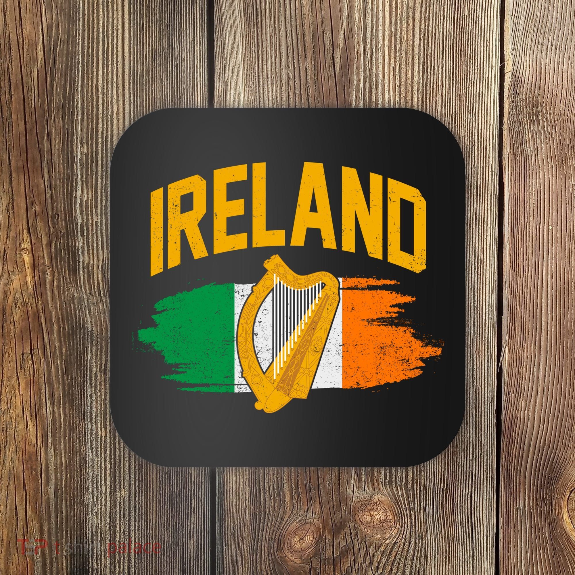Distressed Ireland Coat Of Arms Harp Flag Coaster