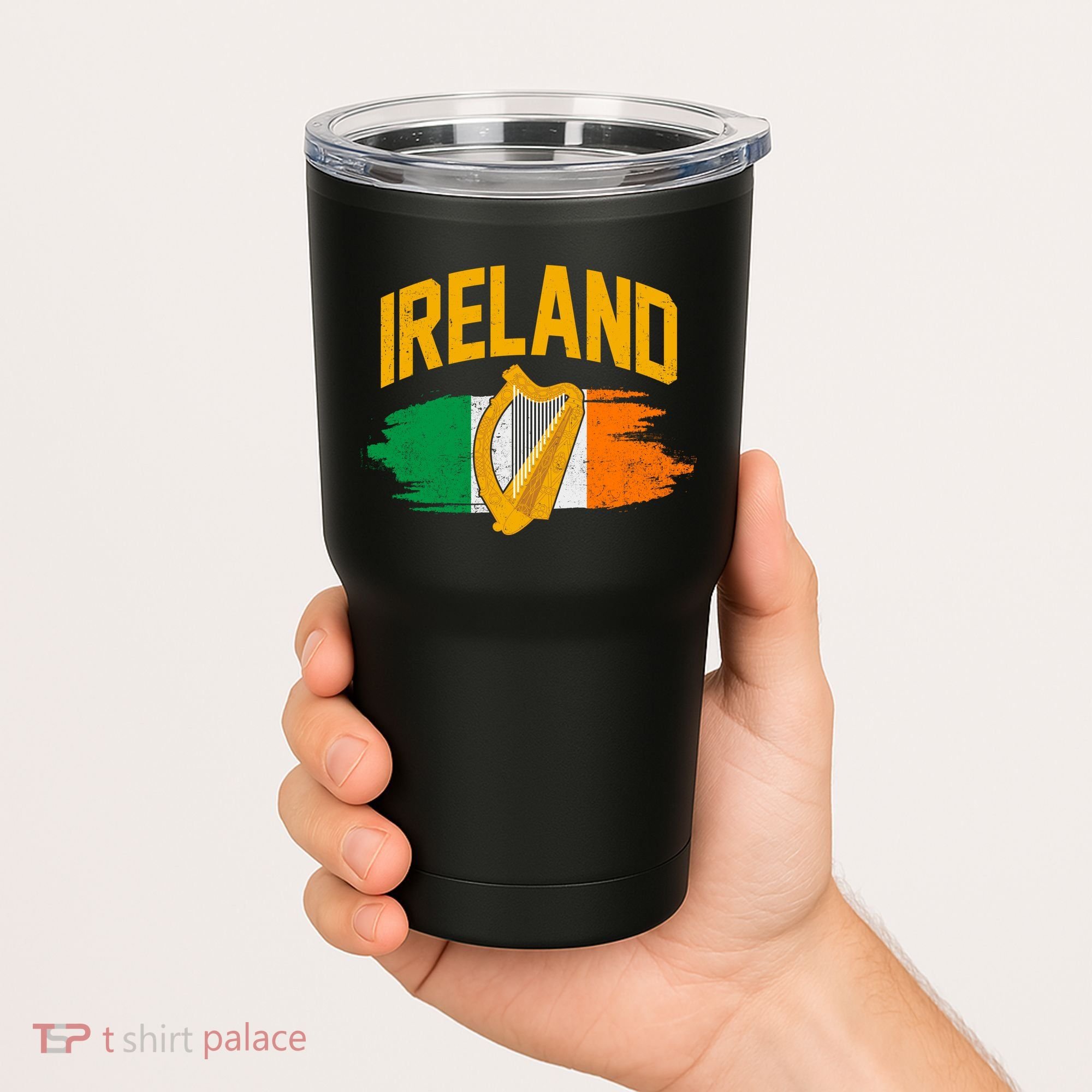 Distressed Ireland Coat Of Arms Harp Flag Tumbler