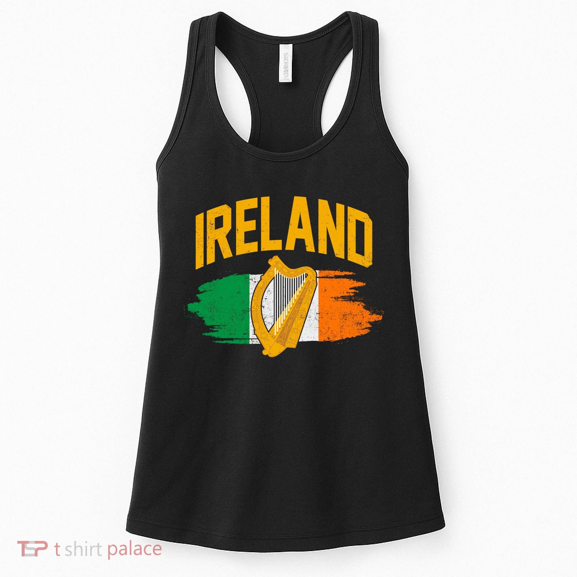 Distressed Ireland Coat Of Arms Harp Flag Women's Tank Top