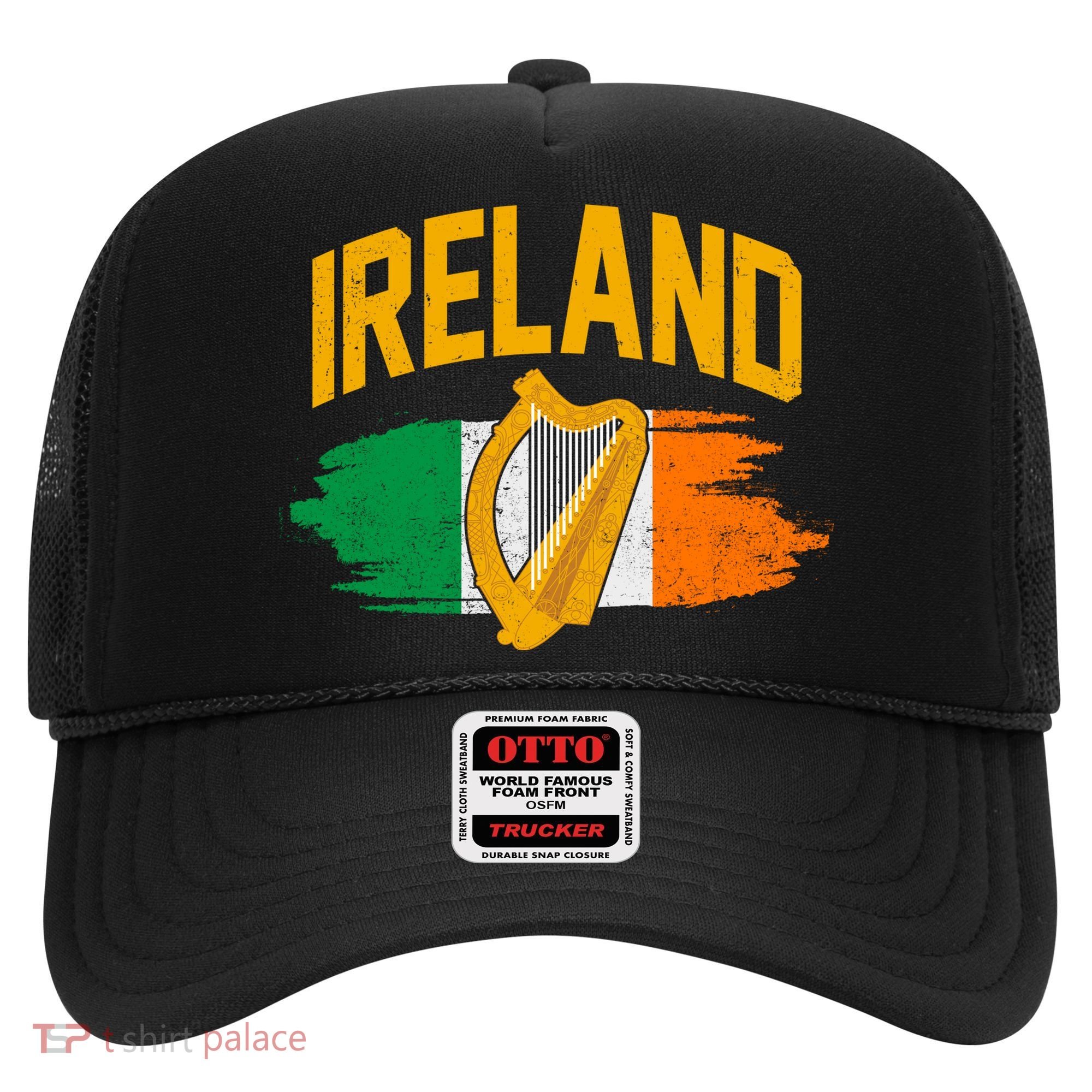 Distressed Ireland Coat Of Arms Harp Flag Hat